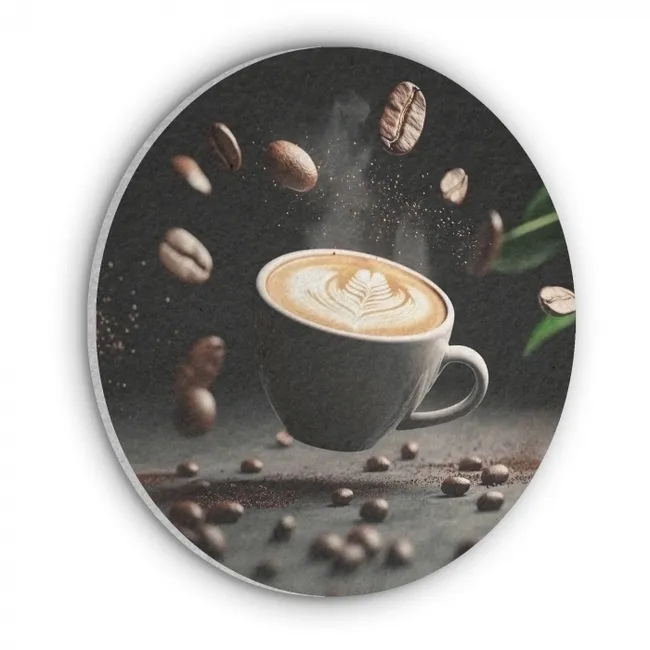 Acoustic painting round - Cappuccino - Cup - Beans - Brown