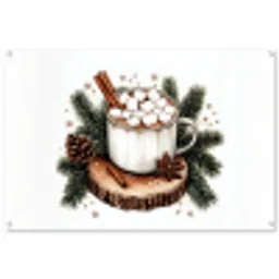 Winter - Hout - Chocolademelk - Drink - Kerst tuinposter los doek groot -3d
