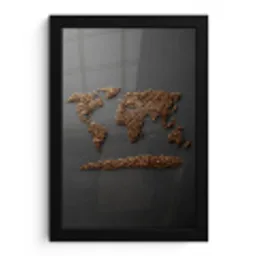Wereldkaart - Koffie - Grijs fotolijst zwart zonder passe partout klein -3d