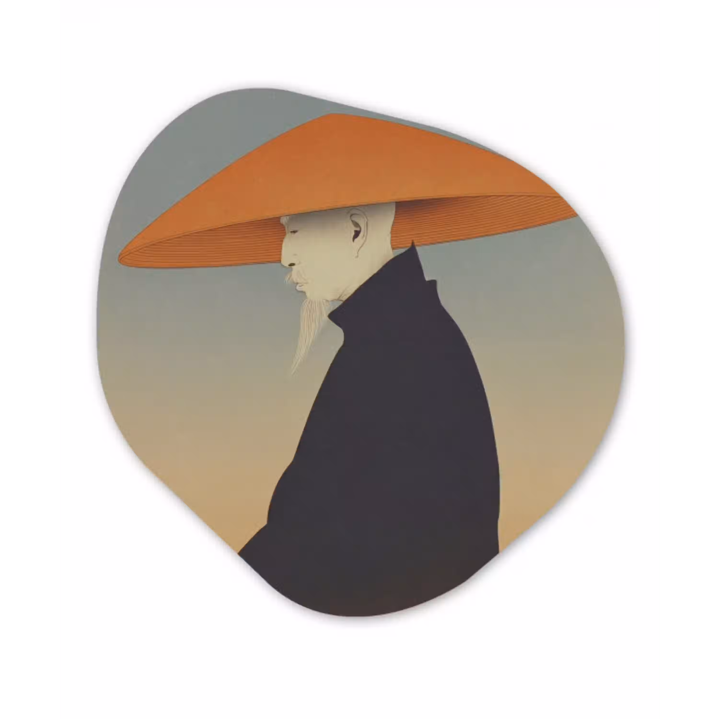 Minimalistisch - Silhouet - Oranje Wandcirkel Organisch Forex 3mm klein -3d