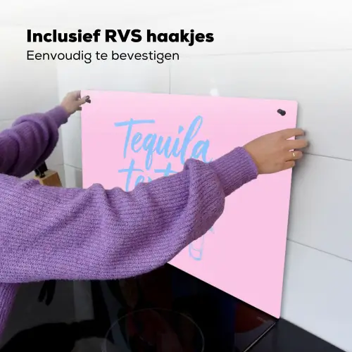 Tequila texted you - Roze - Blauw Inductie beschemer met haakjes klein -ky-ophangen-nl