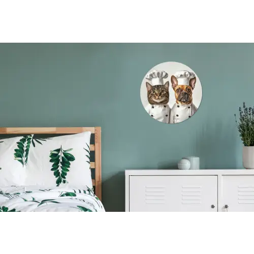 Kat - Hond - Kokskleding Wandcirkel aluminium klein -slaapkamer