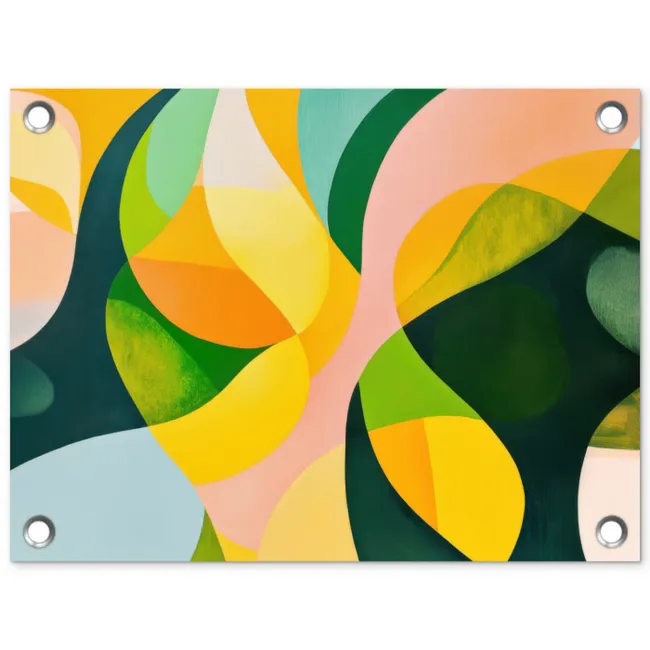 Abstract - Geel - Roze - Groen tuinposter los doek klein -3d