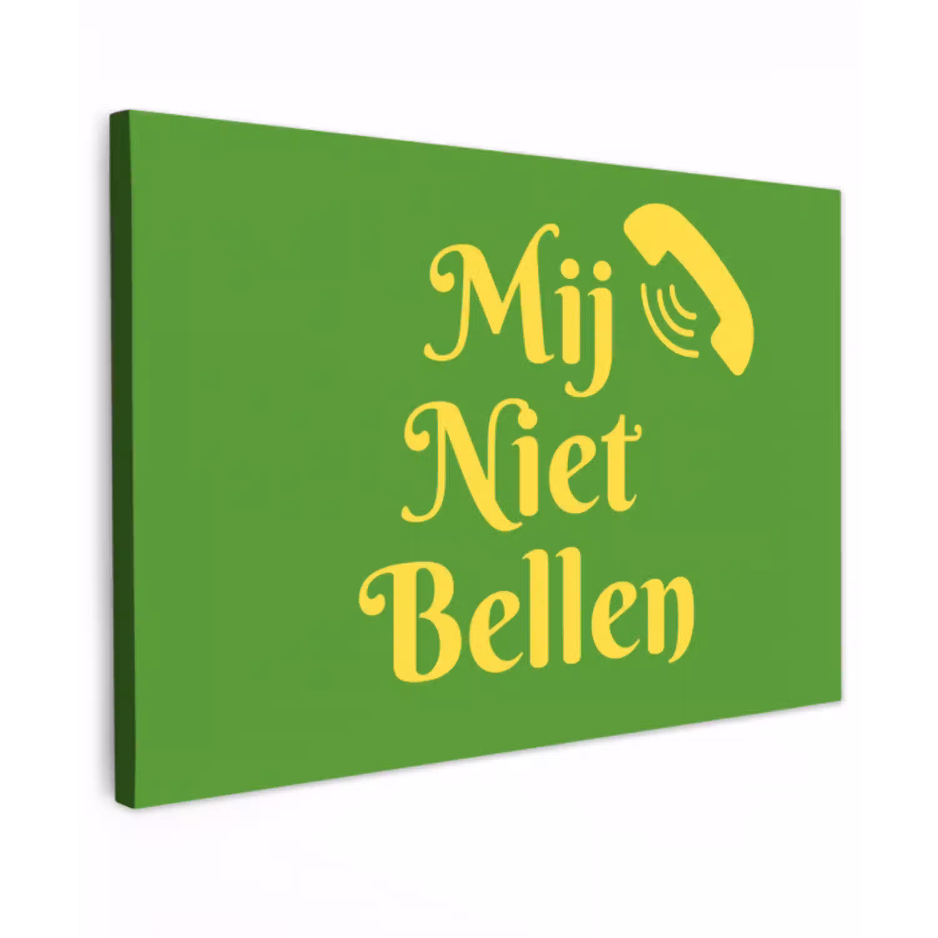 Mij niet bellen - Telefoon - Groen canvas 2cm klein -z3d