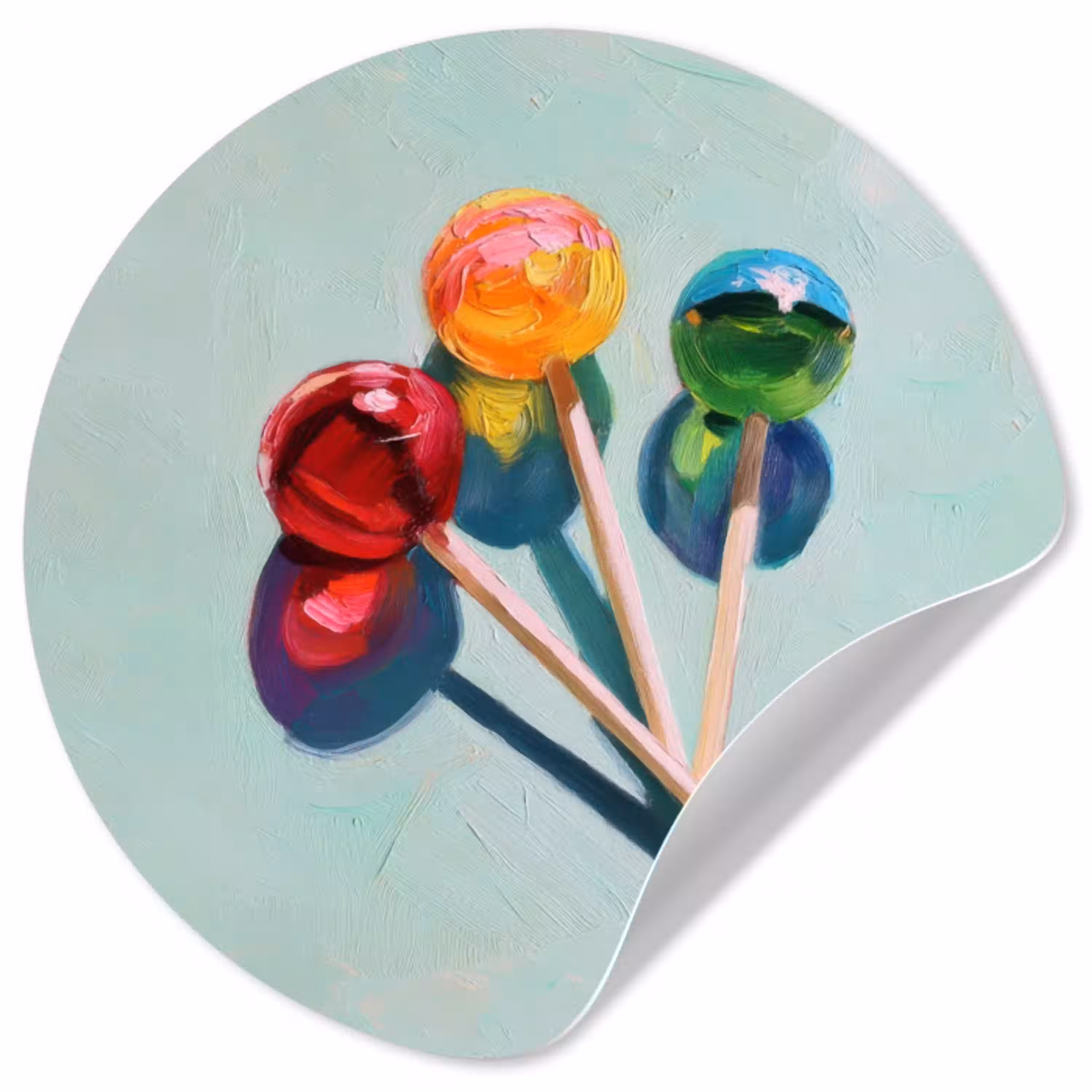 Lollys - Schaduw - Drie - Blauw Wandcirkel behangsticker klein -3d
