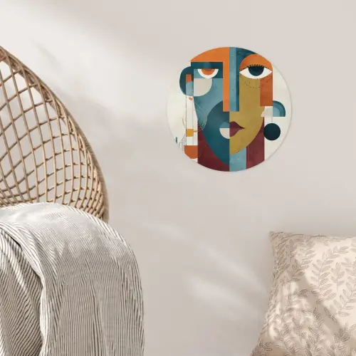 Geometrisch - Strakke vormen - Kleurrijk Wandcirkel behangsticker klein -sfeer4