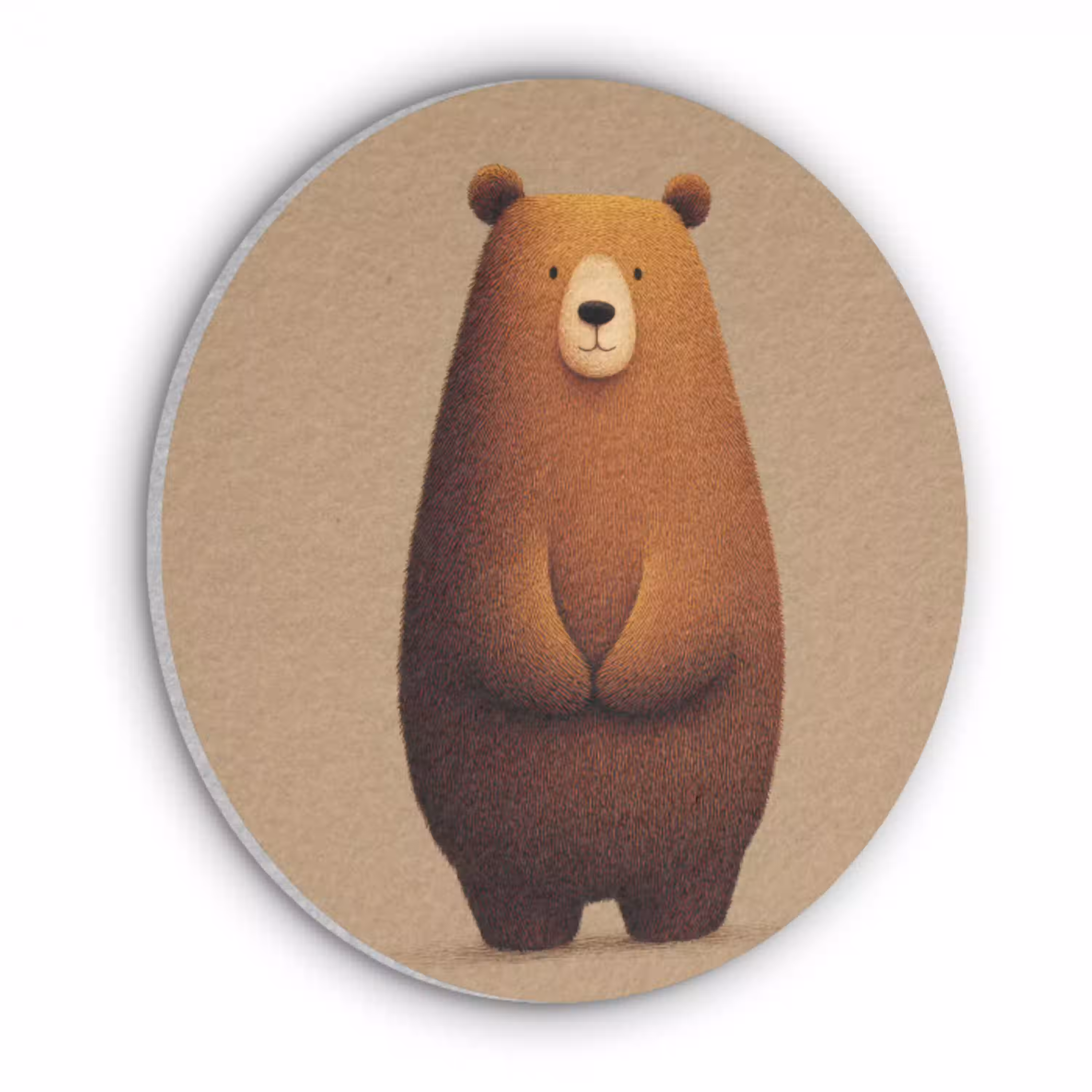 Beer - Minimalistisch - Bruin Akoestische PET Vilt - Rond klein -3d