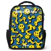 Smiley - Geel - Blauw Rugzak - Zwart middel -3d