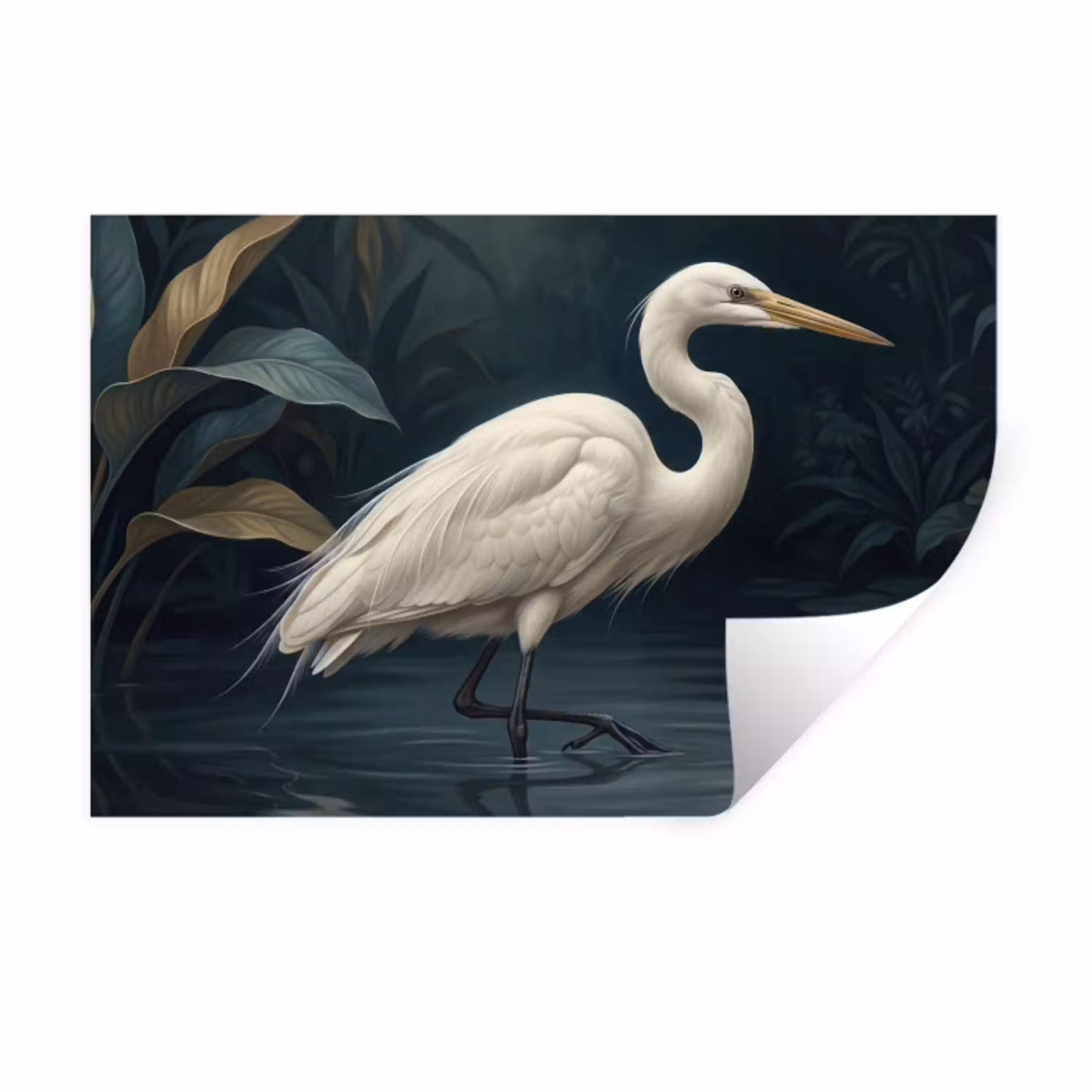 Reiger - Water - Natuur - Modern - Wit Muursticker klein -3d