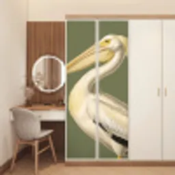 Pelikaan - Wit - Vogel - Klassiek - Natuur deurposter klein -sfeer3