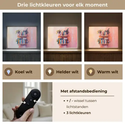 Planken - Boeken - Bladeren Light Box met batterij (Wandlamp) middel -USP_lichtkleurNL