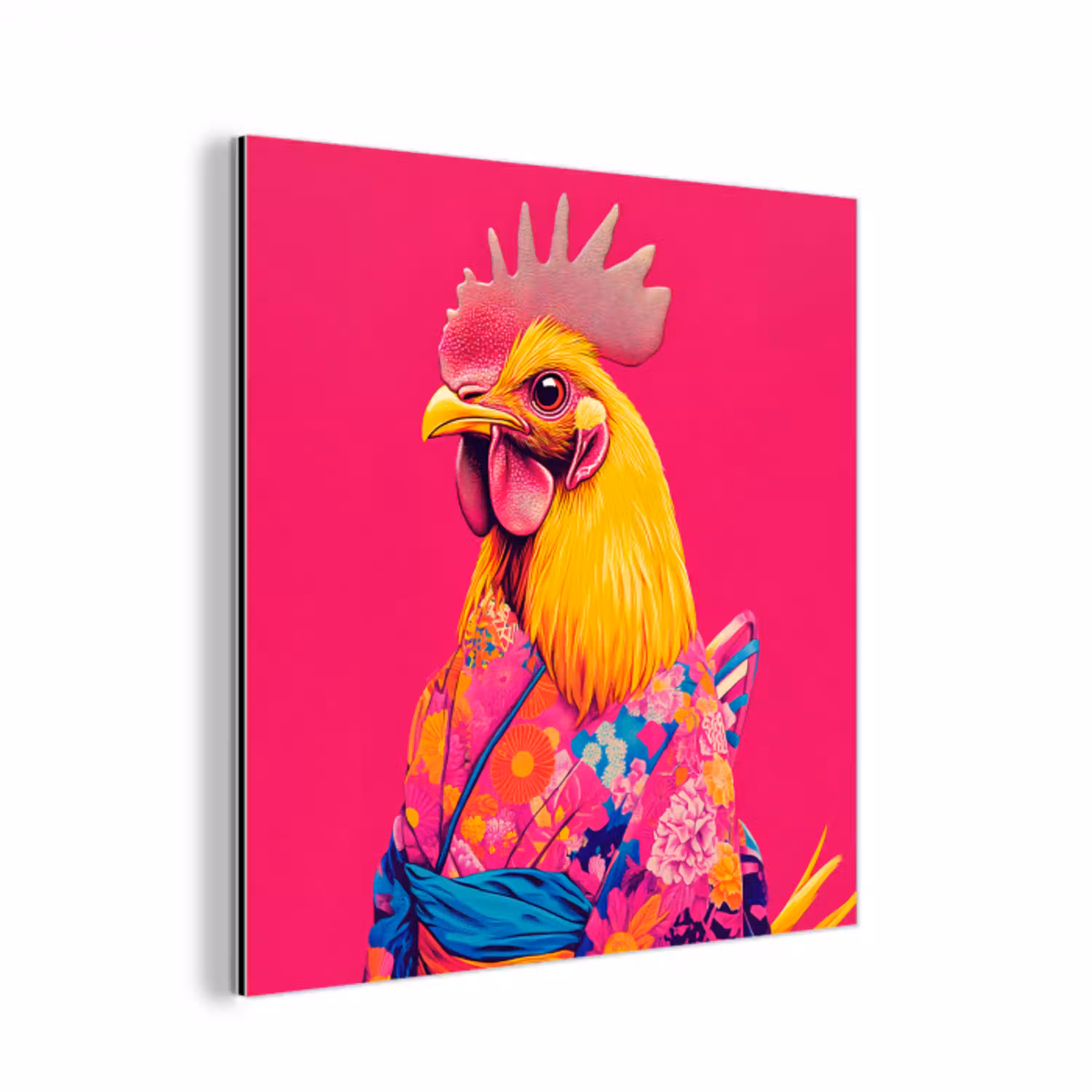 Haan - Kleurrijk - Kimono - Roze aluminium wit klein -3d