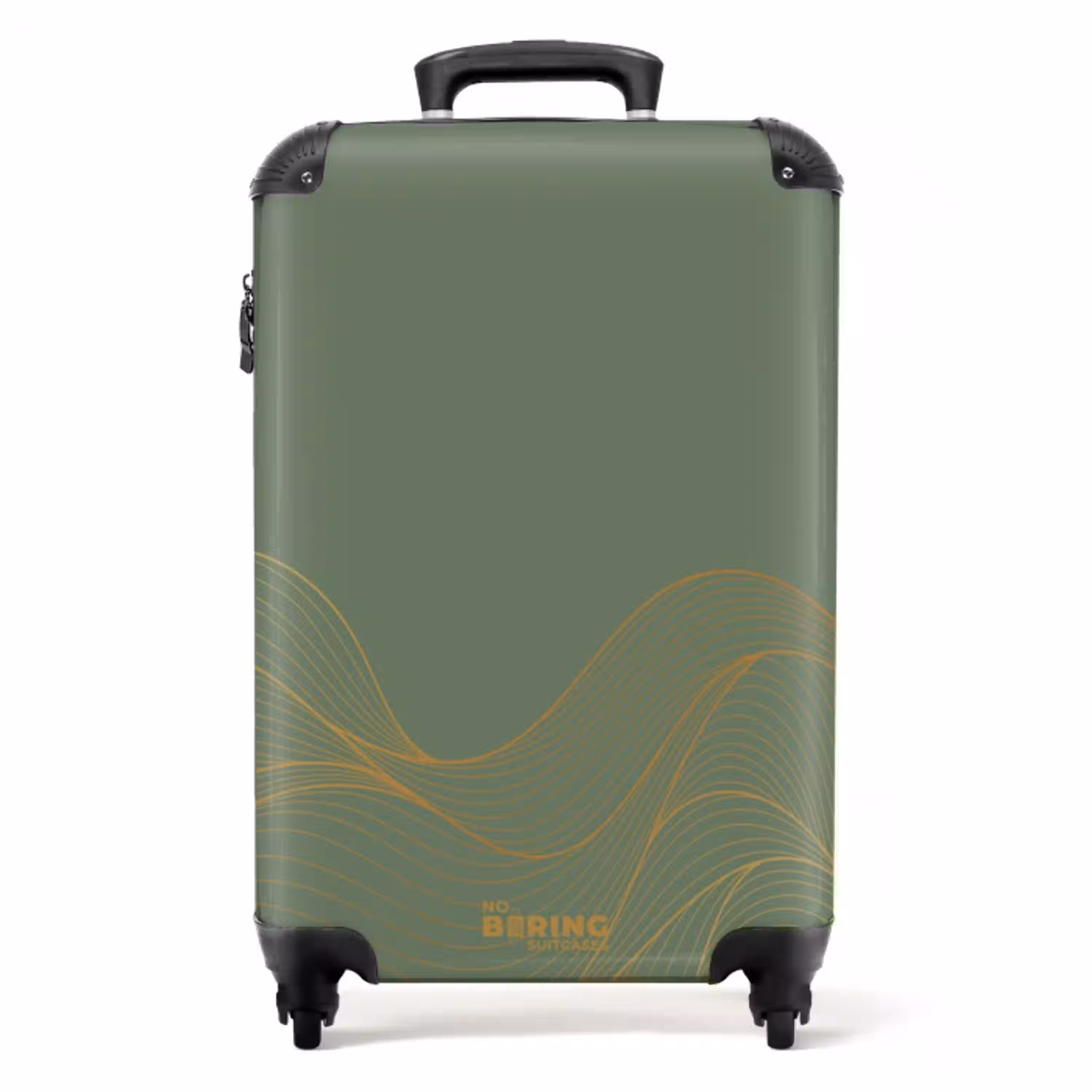 Minimal - Grijsgroen met gouden golven NBS - Handbagage koffer - Unisex middel -productfoto_recht
