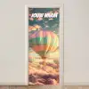 Luchtballon boven wolken met de tekst “Deze kamer is van: jouw naam”. deurposter klein -3d_beige