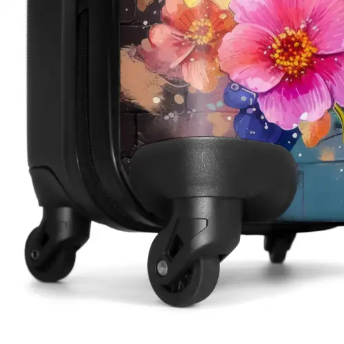 Vogel met bloemen in graffiti stijl NBS - Handbagage koffer - Unisex middel -wiel