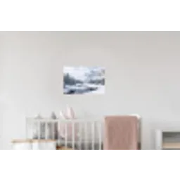 Sneeuwlandschap - Bergen - Rivier - Winter Muursticker klein -kinderkamer