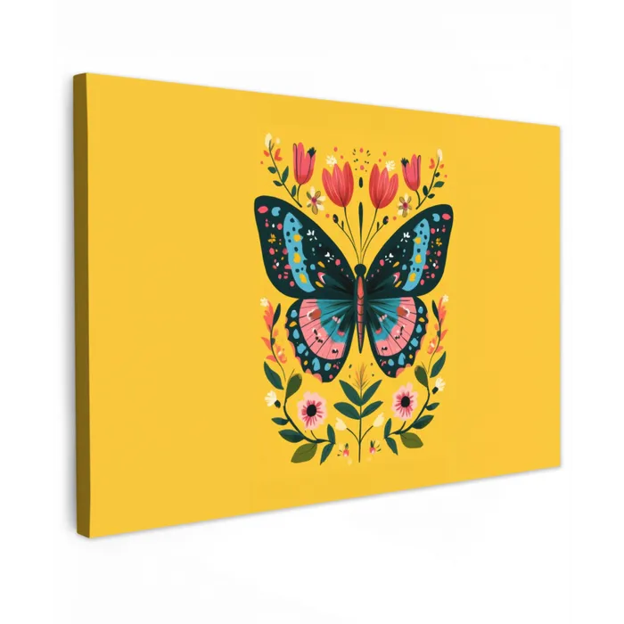 Bloemen - Kleurrijk - Vlinder - Sierlijk canvas 2cm klein -z3d
