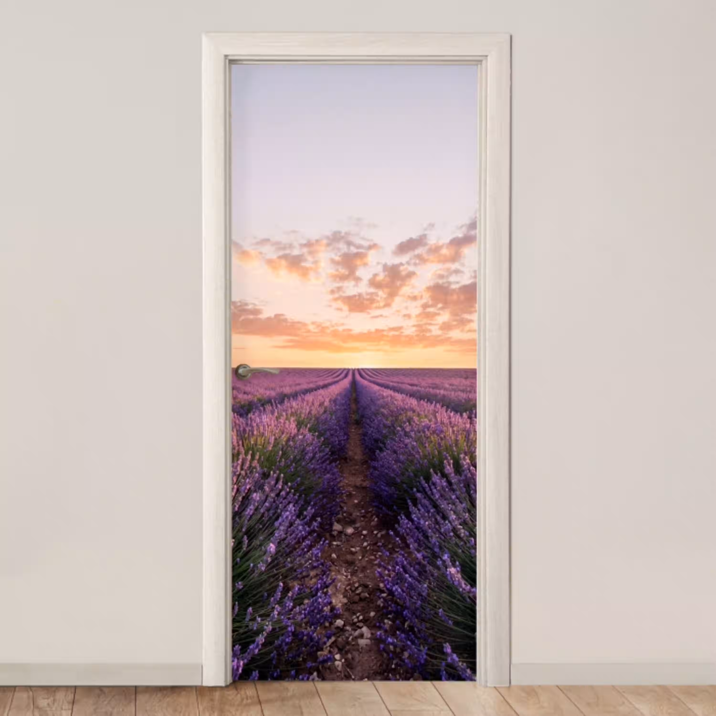 Landschap - Lavendelveld - Paars deurposter klein -3d_beige