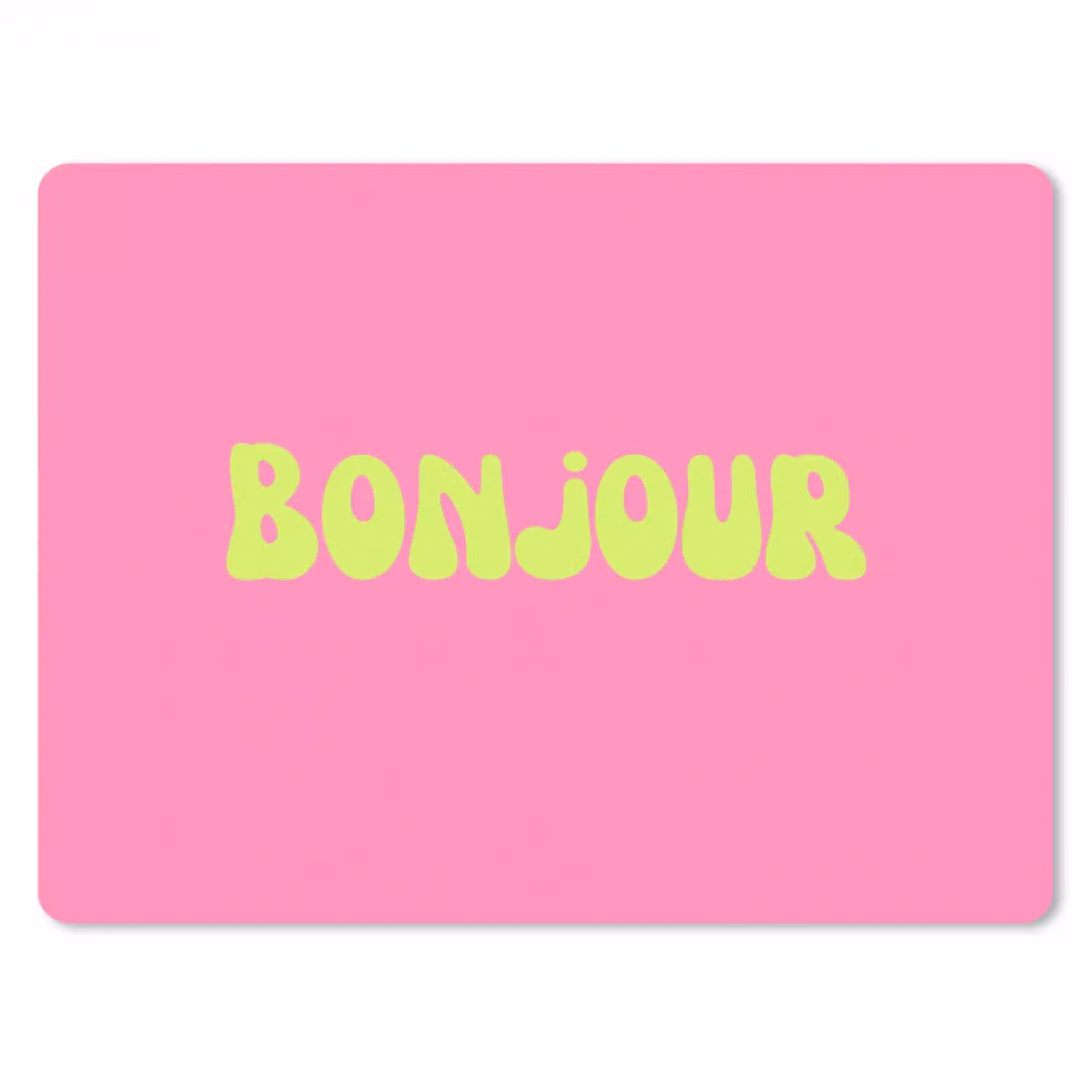 Roze - Groene bonjour - Organisch muismat rubber klein -3d