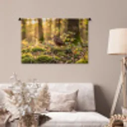 Houtsnip - Bos - Bladeren - Herfst - Gecamoufleerd Wandkleed katoen middel -sfeer4