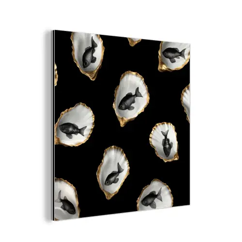 Oesters - Zwart - Vissen - Goud aluminium wit klein -3d
