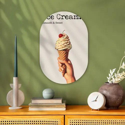 Ice cream - Softijs - Kleurrijk - Kers Wandcirkel Ovaal Forex klein -sfeer2