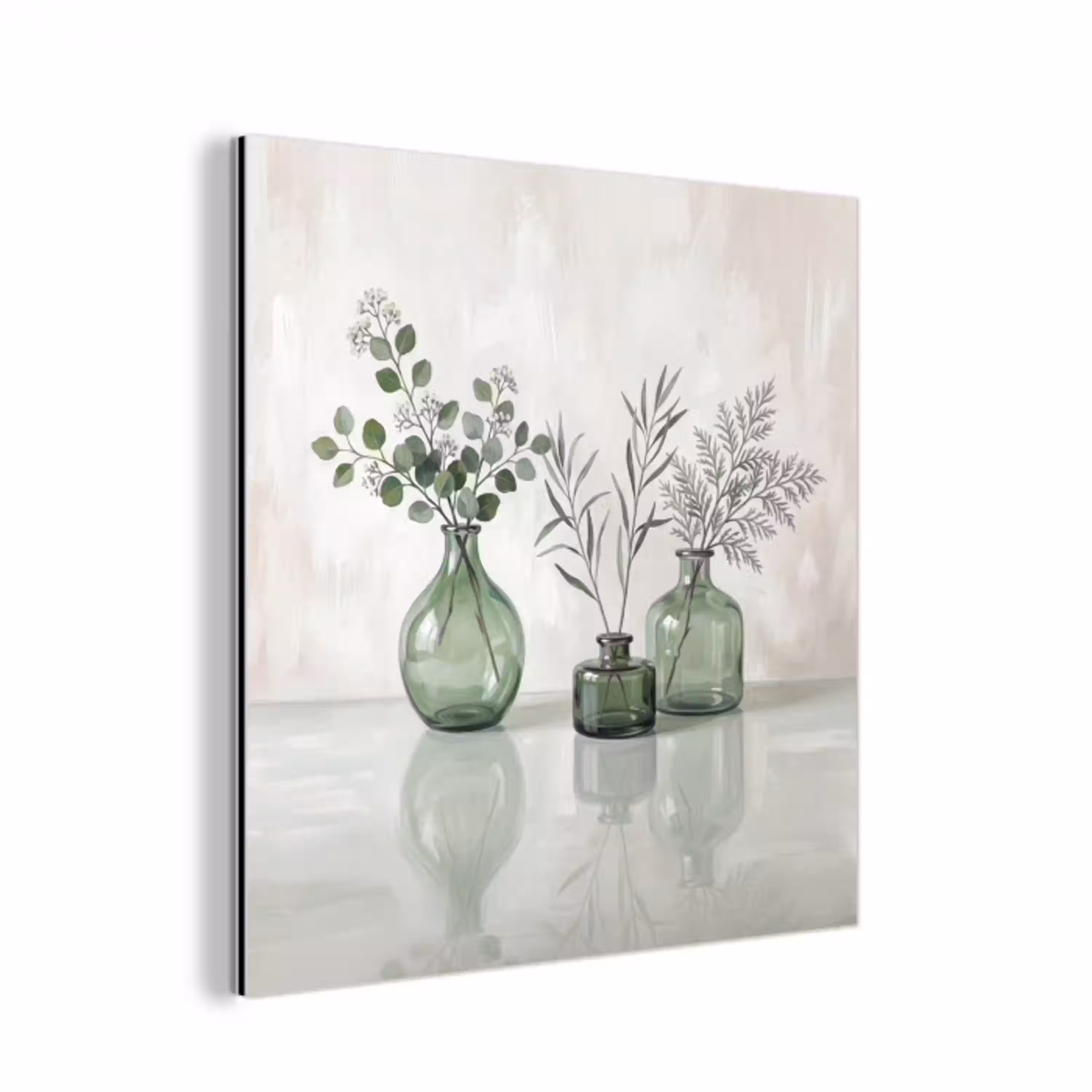 Vazen - Bladeren - Groen aluminium wit klein -3d
