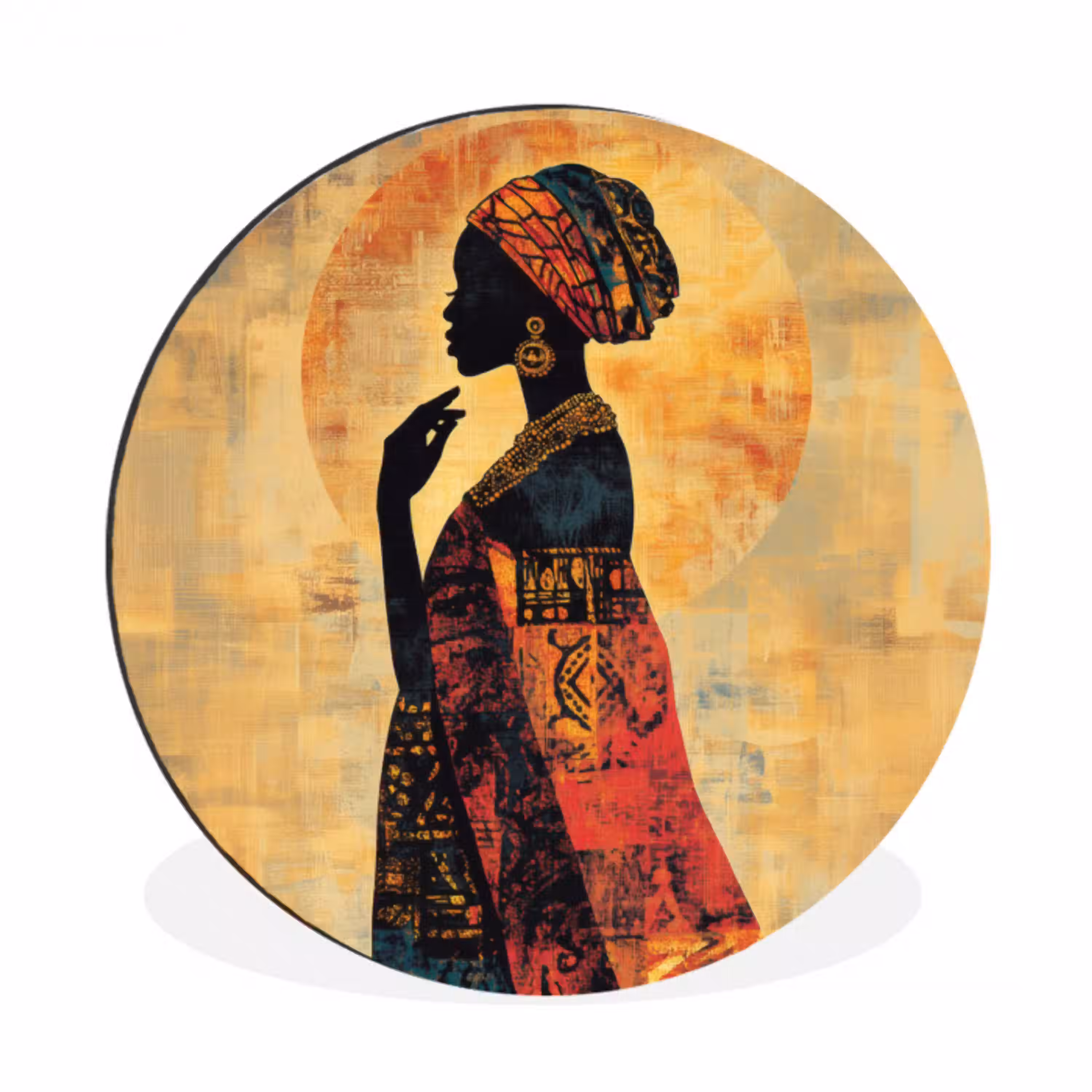 Vrouw - Silhouet - Patronen - Sierlijk Wandcirkel aluminium klein -3d