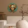 Vrouw - Bloemen - Vlinders - Natuur - Vintage Wandcirkel behangsticker klein -sfeer1