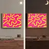 Lijn - Geel - Abstract Light Box met batterij (Wandlamp) middel -sfeer3