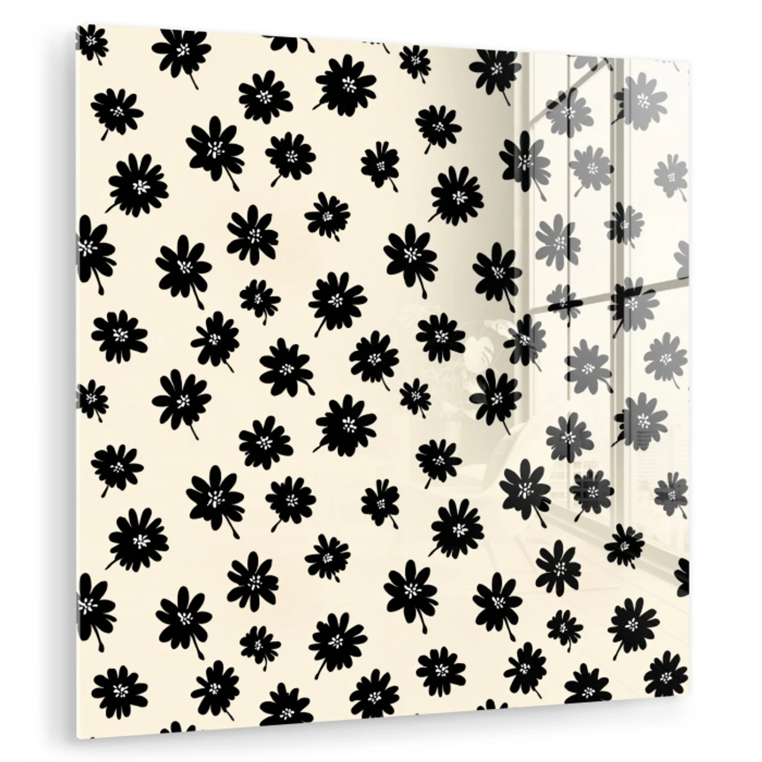Madeliefjes - Grafisch - Zwart - Beige plexiglas 5mm klein 11 -zzzproduct_nieuw