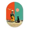 Retro - Jongen - Hond - Rood - Groen Wandcirkel Ovaal Forex klein -3d