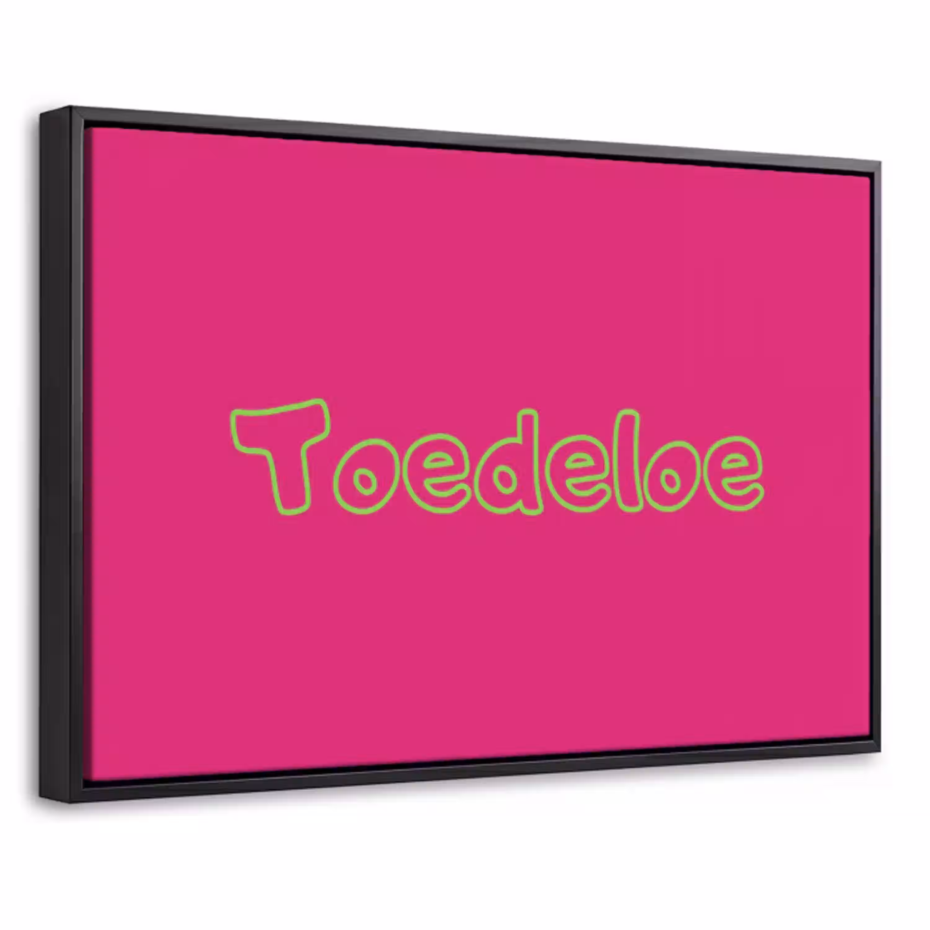 Toedeloe - Groen - Roze Canvas met baklijst klein -threedimensional_3d_global
