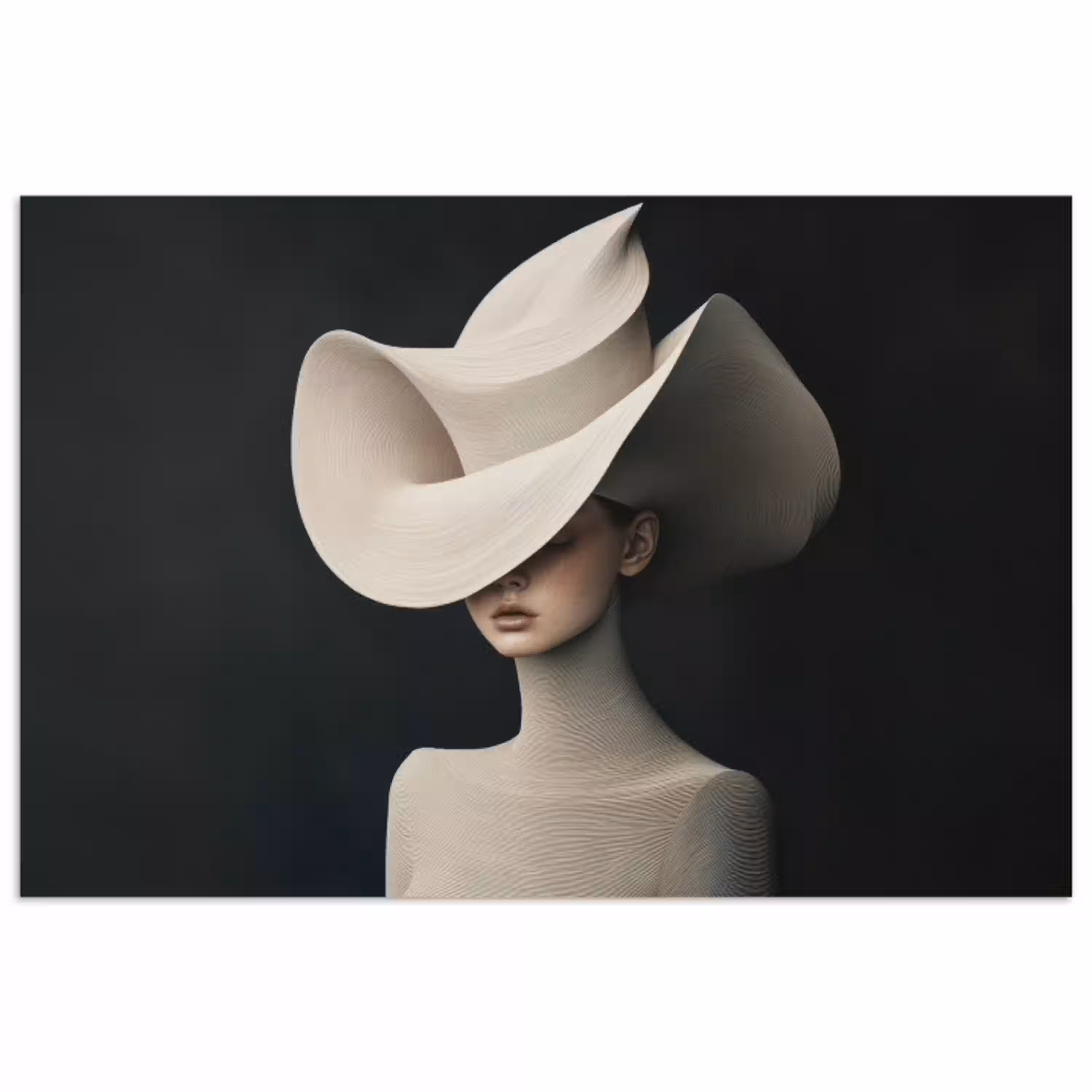 Vrouw - Golvende - Hoed poster papier klein -3d