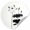 Bladeren - Zwart - Lotusbloem - Minimalitisch Wandcirkel behangsticker klein -3d