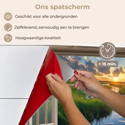 Doorkijk - Landschap - Raam - Water - Zonsondergang keuken achterwand spatscherm klein -spatscherm_NL