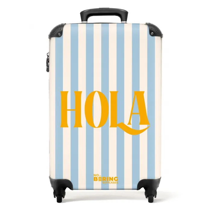 Quotes - Hola babyblauw en roomwit NBS - Handbagage koffer - Kinderen Unisex middel -productfoto_recht