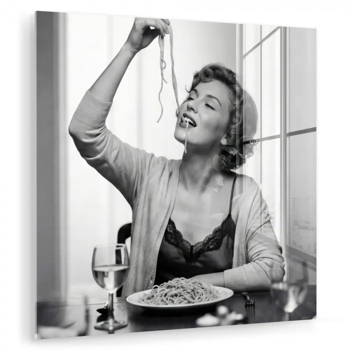 Vrouw - Spaghetti - Zwart - Wit plexiglas 5mm klein -zzzproduct_nieuw