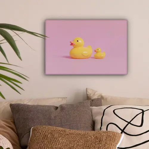 Eendjes - Vrolijk - Roze canvas 2cm klein -sfeer1