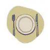 Illustratie - Bord - Bestek - Beige Wandcirkel Organisch Forex 3mm klein -3d