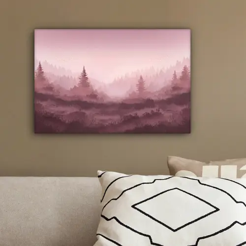 Landschap - Mistig - Roze canvas 2cm klein -sfeer3