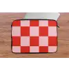 Schaakbord patroon - Rood - Roze - Blokjes laptophoes neopreen klein -tafel