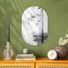 Bamboestammen - Water - Minimalistisch - Wit Wandcirkel Ovaal Forex klein -sfeer2