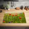 Lente - Bloemen - Rood - Klaproos - Gras - Groen Inductie beschermer vinyl 3mm klein -sfeer5