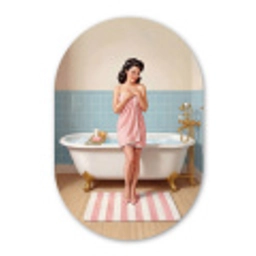 Badkamer - Vrouw - Roze Wandcirkel Ovaal Forex klein -3d