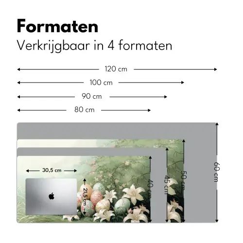 Paaseieren - Pasteltinten - Bloemen Muismat XXL klein -sfeer5