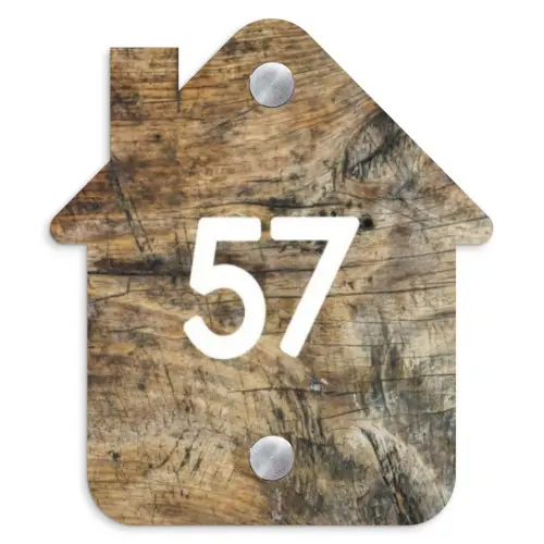 Verweerd hout - Traditioneel Naambord Huisje klein -3d