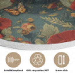 Bloemen - Dieprood - Zonnebril - Vrouw Akoestische PET Vilt - Rond klein -closeup_DE