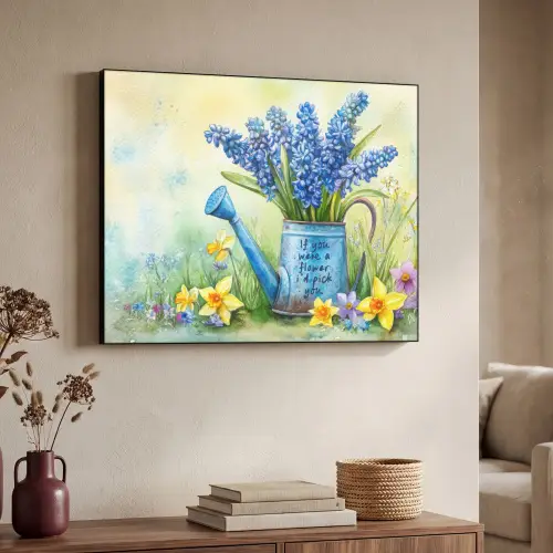 Lavendelbloemen - Quote - Gieter Textielframe zwart klein -sfeer3