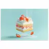 Slagroom - Taart - Blauw - Eten poster papier klein -3d